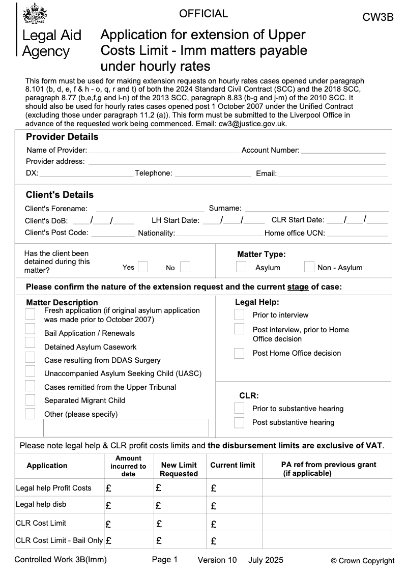 CW3B Imm Application for extension of Upper Costs Limit preview