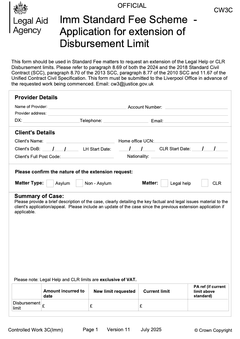CW3C Imm Graduated Fee Scheme Application for extension of Disbursement Limit preview